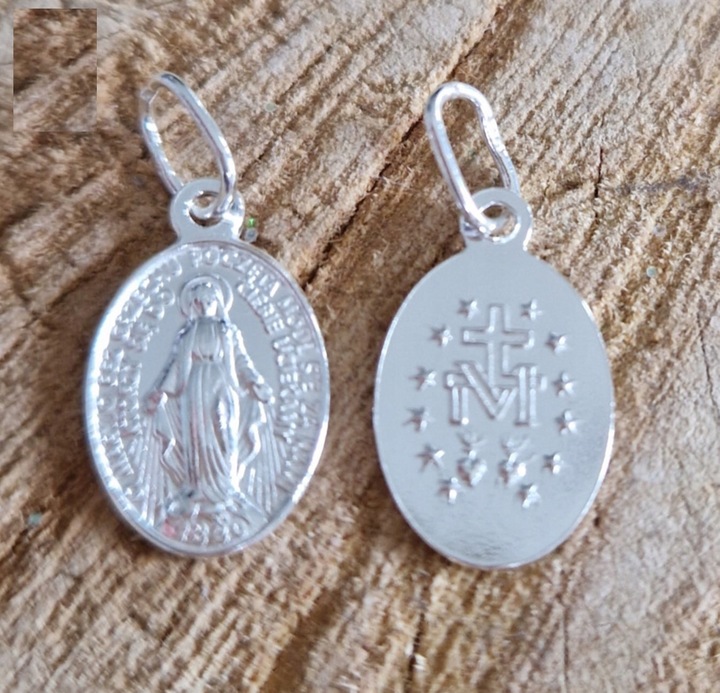 Srebrny Zestaw Komunijny ŁAŃCUSZEK pancerka Cudowny MEDALIK PUDEŁKO Komunia