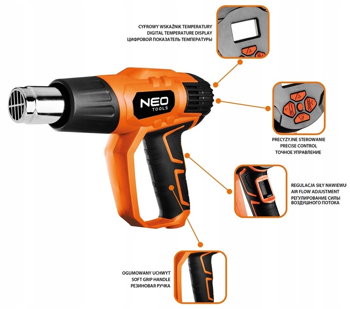 NEO SIECIOWA OPALARKA NAGRZEWNICA LCD 2000W 50 - 600C 04-710 + WALIZKA