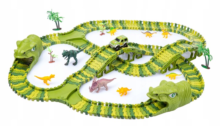 TOR SAMOCHODOWY WYŚCIGOWY PARK DINOZAURÓW MAGIC TRACK 240 elementów / 360cm