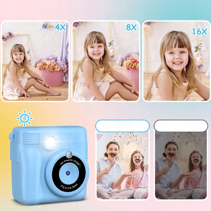 APARAT FOTOGRAFICZNY DLA DZIECI CYFROWY NATYCHMIASTOWY Z DRUKARKĄ + WKŁADY