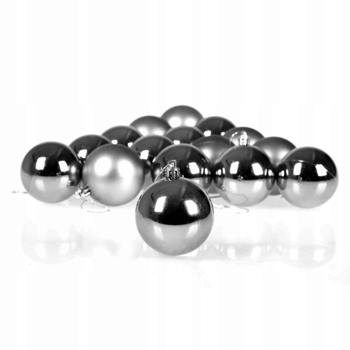 BOMBKI CHOINKOWE 6cm 54 SZT BOMBKA ZESTAW SREBRNE