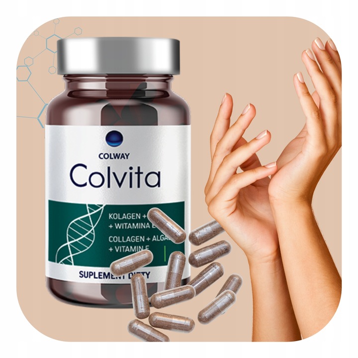 Kolagen liofilizowany Zdrowe Stawy Mocne Kości Algi Wit.E Colvita 60 Colway