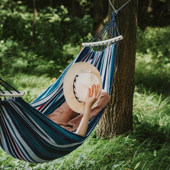 HAMAK Ogrodowy 2 Osobowy HUŚTAWKA XXL 200x150cm 2 Liny Pasy Haki Pokrowiec