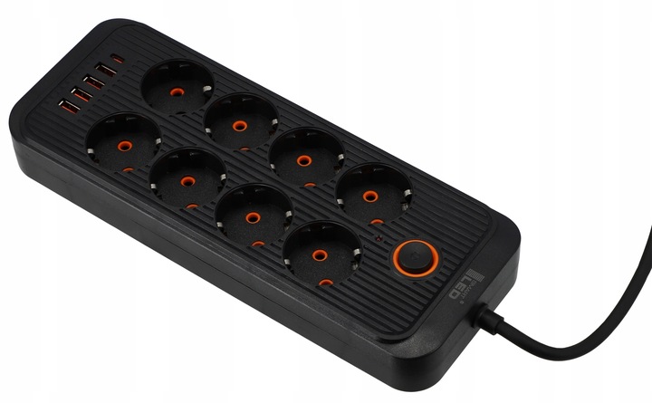 Przedłużacz Listwa Zasilająca Sieciowa 2M 8 Gniazd 230V + 4X USB Ładowarka