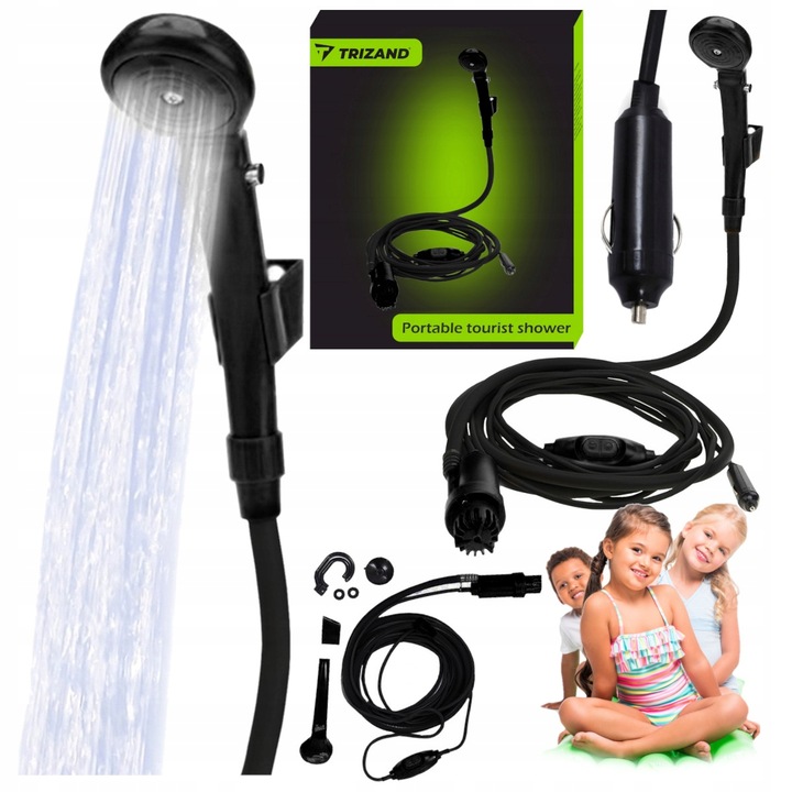 Prysznic TURYSTYCZNY Kempingowy pod Namiot Przenośny Pompka Elektryczna 12V