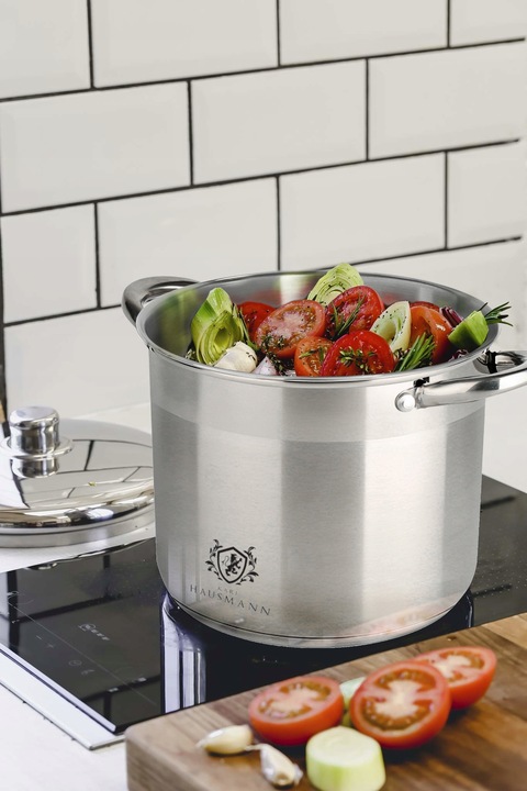 GARNEK DUŻY KUCHENNY GASTRONOMICZNY Z POKRYWĄ 22,5L SOLID STAL NIERDZEWNA