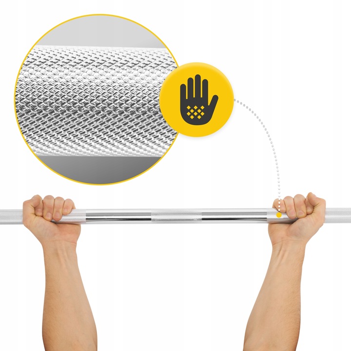 GRYF OLIMPIJSKI PROSTY STALOWY CHROMOWANY SZTANGA DO TRENINGU 220 cm 50 mm