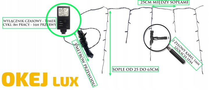 SOPLE ZEWNĘTRZNE 300 LED 15m. TIMER FLASH ŚWIĄTECZNE CHOINKOWE LAMPKI