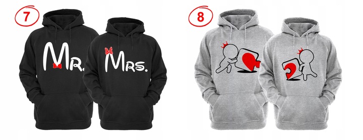 ZESTAW DWÓCH BLUZ Z KAPTUREM DLA ZAKOCHANYCH PAR