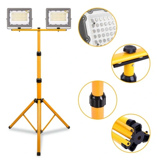 Halogen LED Statyw Budowlany Naświetlacz 2x100W / 200W 20000lm Stojak