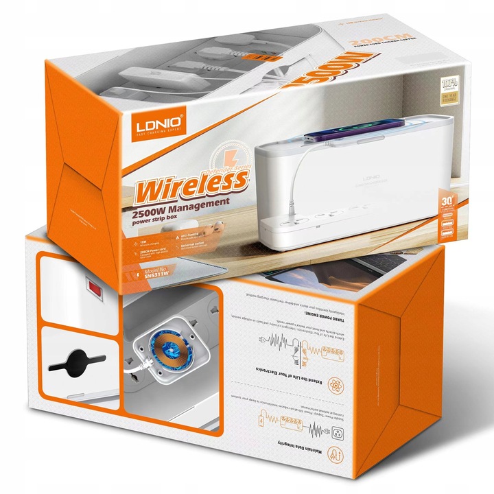 Ładowarka Listwa Zasilacz Organizer Kabli USB QI