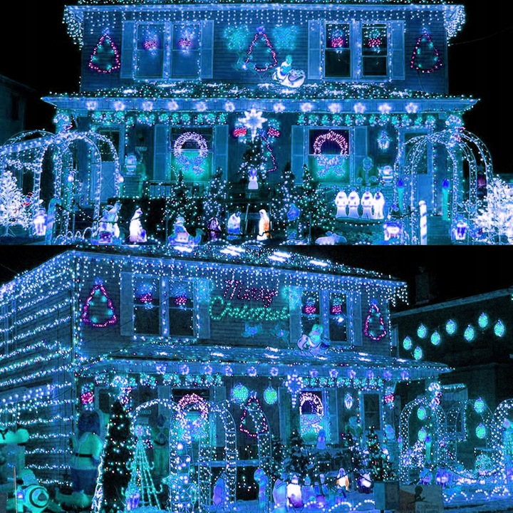 LAMPKI CHOINKOWE 300 LED ZEW/WEW Światełka Świąteczne ZIMNE choinka