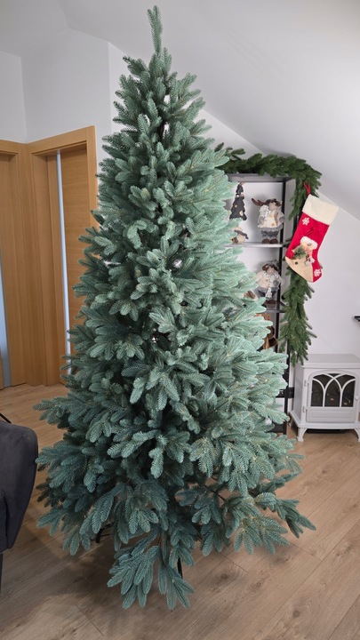 Ekskluzywna Sztuczna Choinka 100% PE 3D ŚWIERK SILVER sky 180 cm LUX