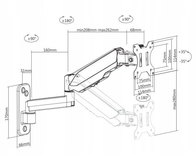 Regulowany Uchwyt do Monitora Telewizora TV 13-32 Regulacja wysokości