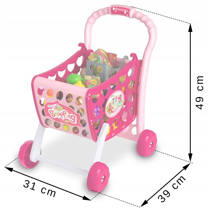 WÓZEK NA ZAKUPY KOSZYK SKLEPOWY DLA DZIECI LED 3w1