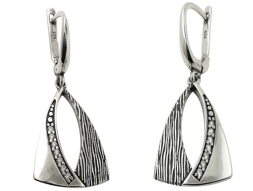 KOMPLET BIŻUTERII SREBRNEJ 925 AŻUROWY CYRKONIE SWAROVSKI + GRAWER GRATIS