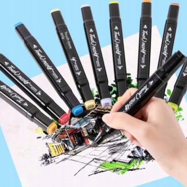 Markery 204 kolory flamastry pisaki dwustronne