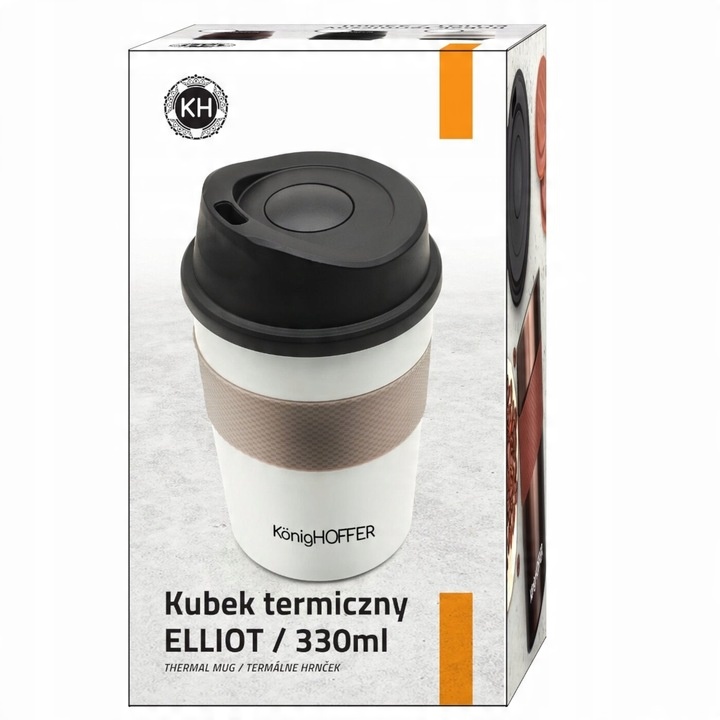 KUBEK TERMICZNY do KAWY Herbaty na WYNOS Biały Konighoffer Elliot 330 ml
