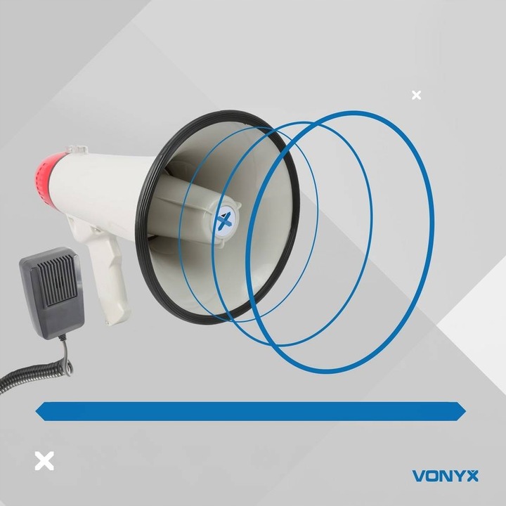 Megafon z mikrofonem i funkcją syreny szczekaczka