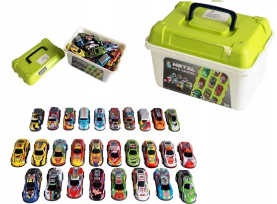 DUŻY ZESTAW SAMOCHODÓW METALOWE RESORAKI w walizce Autka AUTKO Z NAPĘDEM