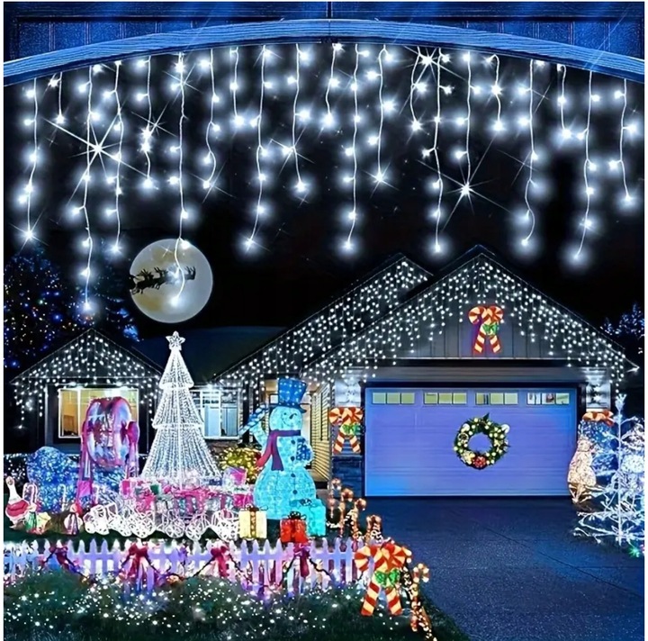 SOPLE 500 LED biały zimny + FLASH LAMPKI ZEWNĘTRZNE 23m GIRLANDA Kurtyna