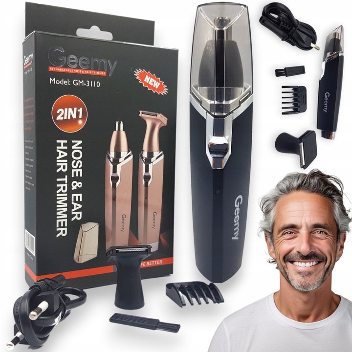 TRYMER MASZYNKA GOLARKA DO NOSA USZU BRODY BRWI GEEMY 2w1 SOLIDNA