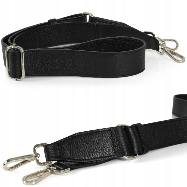 Czarne szerokie długie paski 4 cm do torby torebki skórzane regulowane