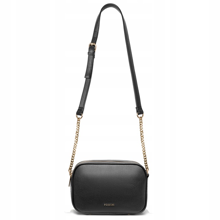 Torebka Damska Crossbody Prostokątna PUCCINI Z Łańcuszkiem Czarna BML058M-1