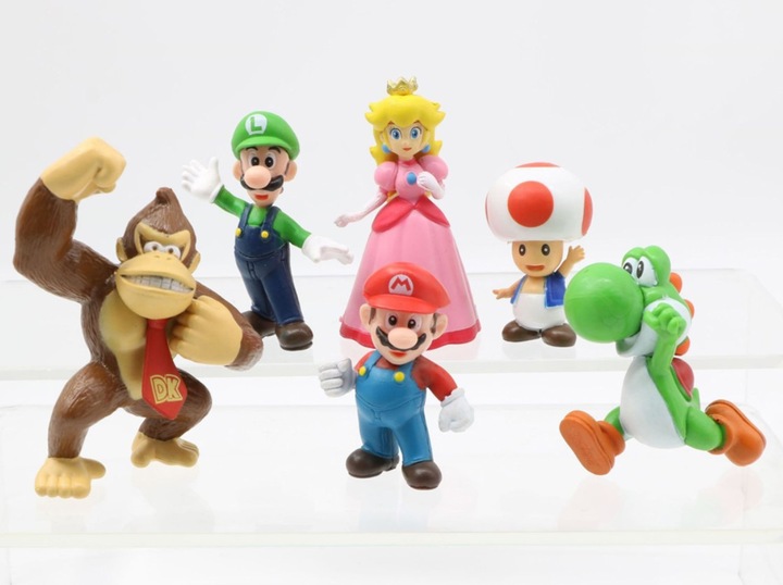 6x FIGURKI SUPER MARIO BROS LUIGI PEACH YOSHI TOAD