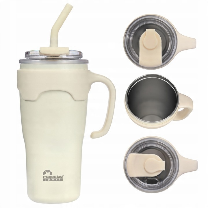 Kubek Termiczny Ze Słomką Majestic Sport Jelly 650 ml Biały