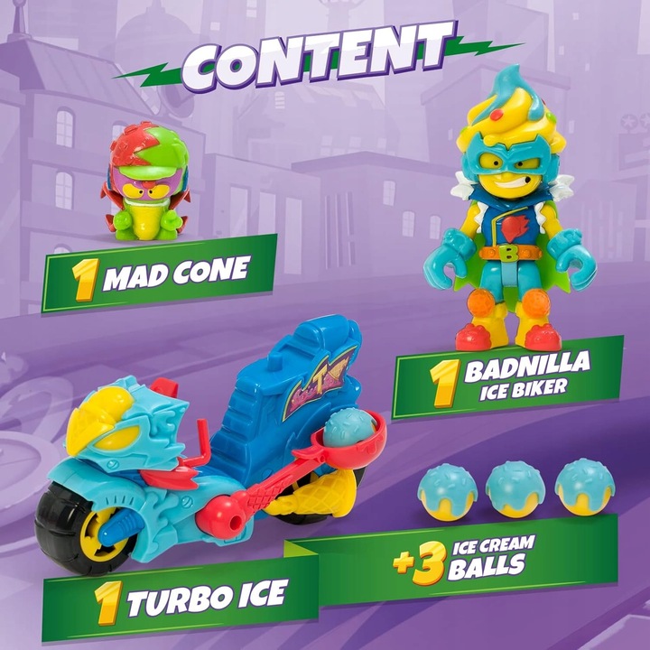 Super Things Zings Superthings Pojazd TURBO ICE + Kazoom KID Figurki Cone