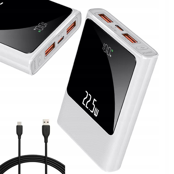 POWERBANK 10000MAH MOCNA SZYBKA ŁADOWARKA 22,5W 2XUSB A/USB-C WYŚWIETLACZ L