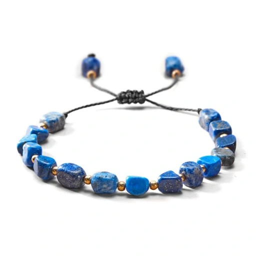 BRANSOLETKA DAMSKA MAKRAMA KAMIEŃ LAPIS LAZULI AMULET SAMOŚWIADOMOŚĆ