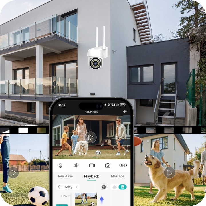 KAMERA ZEWNĘTRZNA OBROTOWA WIFI SMART 5MP ZOOM DETEKCJA QUADHD PODCZERWIEŃ