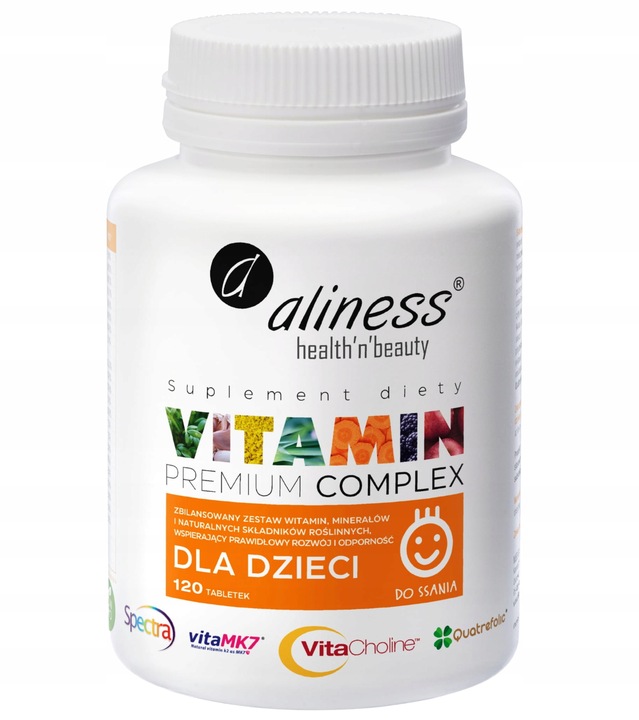 Aliness Premium Vitamin Complex dla dzieci - 120 tabletek do ssania