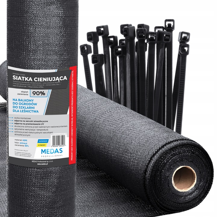 SIATKA CIENIUJĄCA 90% Na płot 1,5x10m grafit UV