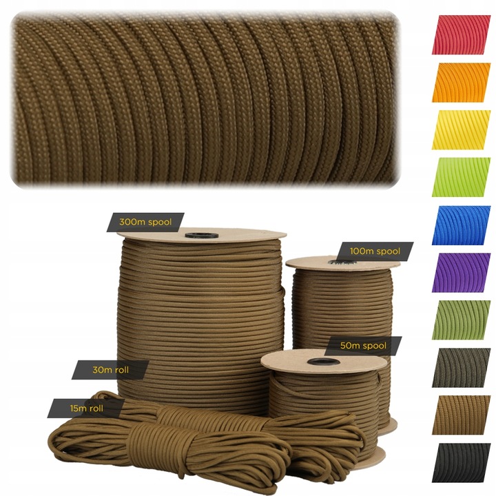 Linka EDCX 4mm Paracord 550 - (Coyote Brown, 50 m)