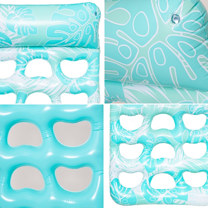 MATERAC DMUCHANY DO PŁYWANIA Z OTWORAMI PODUSZKĄ PLAŻOWY WODNY LEŻAK PLAŻĘ