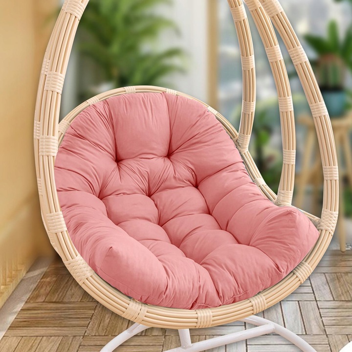 Poduszka na krzesło Egg, miękka, gruba, hamak, huśtawka, wisząca, różowa