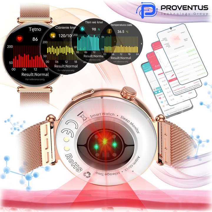 ZEGAREK SMARTWATCH DAMSKI FUNKCJA ROZMOWY EKG CIŚNIENIE MENU PL KARDIOWATCH