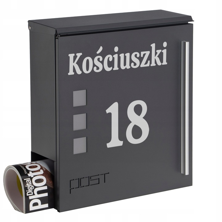 Skrzynka Pocztowa Na Listy Z Nazwą Ulicy Numerem Domu Napisem Antracyt