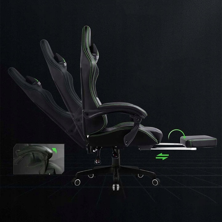 FOTEL KUBEŁKOWY OBROTOWY GAMINGOWY KRZESŁO GRACZA ERGONOMICZNY Z PODNÓŻKIEM