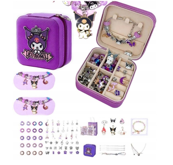 ZESTAW KUROMI DO ROBIENIA BRANSOLETEK NASZYJNIKÓW CHARMS HELLO KITTY