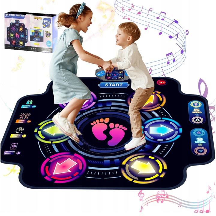 MUZYCZNA MATA DO TAŃCA DLA DZIECI MUZYKA GRA BLUETOOTH 5 TRYBA 9 POZIOM