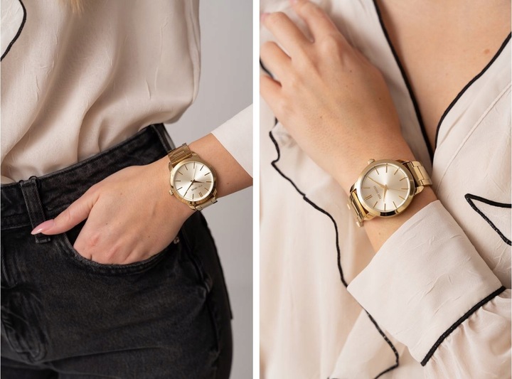 ZEGAREK DAMSKI PAUL LORENS ALICIA stalowy złoty +BOX GRAWER