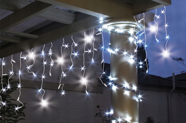 SOPLE 500 LED KURTYNA LAMPKI ZEWNĘTRZNE IP44 BIAŁY ZIMNY + ZIMNY FLASH 21M