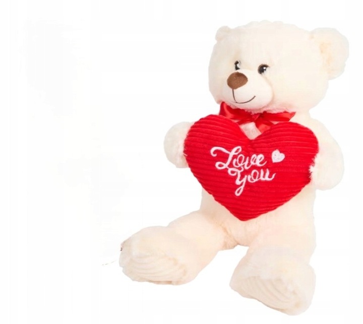PLUSZAK Słodki Duży pluszowy MIŚ z sercem Maskotka prezent WALENTYNKI 50 cm