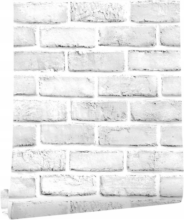 SAMOPRZYLEPNA TAPETA BIAŁA CEGŁA 3D OKLEINA 45cm x 10m