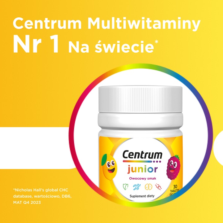 Multiwitamina Centrum Junior dla Dzieci minerały witaminy 30 tab +GRATIS