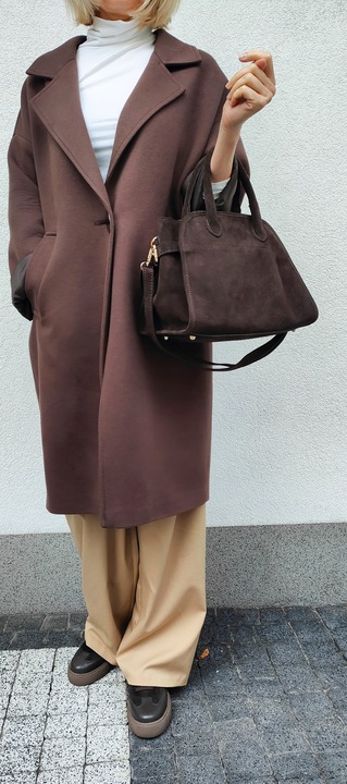 Torebka zamsz kuferek skóra naturalna brązowa czekoladowa espersso